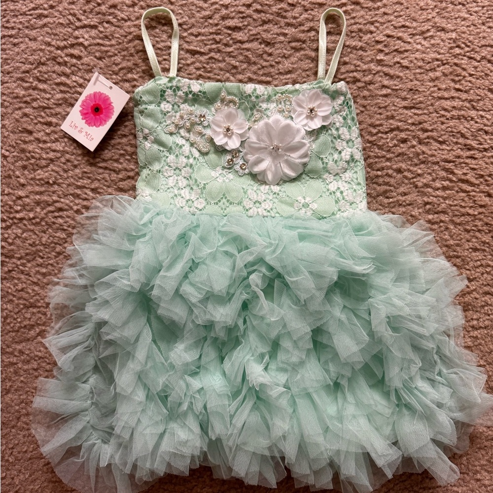 Liv and Mia (Mia belle girl’s) Mint Green Ruffled tulle special occasion dress